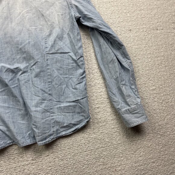 American Eagle Men Size L Denim Long Sleeve Jean Button Up Shirt Western Cowboy - Picture 12 of 13